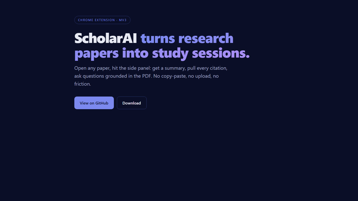 ScholarAI Chrome extension interface for research-paper analysis